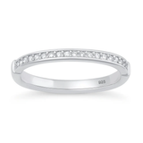 Sterling Silver Rhodium Plated 2.1mm Clear CZ Ring