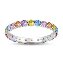 Load image into Gallery viewer, Sterling Silver Rhodium Plated Multicolored CZ Ring