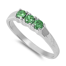 Load image into Gallery viewer, Sterling Silver Rhodium Plated Emerald Color Stone Baby Ring