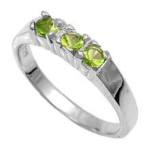 Load image into Gallery viewer, Sterling Silver Rhodium Plated Peridot Color Stone Baby Ring