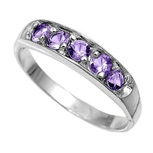 Load image into Gallery viewer, Sterling Silver Rhodium Plated Amethyst CZ Baby Ring