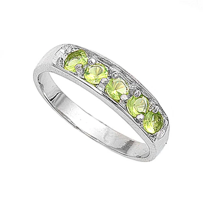 Sterling Silver Rhodium Plated Peridot CZ Baby Ring