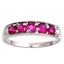 Load image into Gallery viewer, Sterling Silver Rhodium Plated Ruby Color Stone Baby Ring