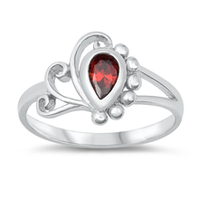 Load image into Gallery viewer, Sterling Silver Rhodium Plated Drop Garnet Color CZ Baby Ring
