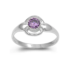 Load image into Gallery viewer, Sterling Silver Rhodium Plated Amethyst Color CZ Baby Ring
