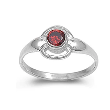 Load image into Gallery viewer, Sterling Silver Rhodium Plated Round Garnet Color CZ Baby Ring