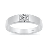Sterling Silver Rhodium Plated Round Lab Created Diamond Tension Set Ring