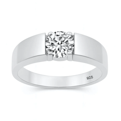 Sterling Silver Rhodium Plated Round 6mm Lab Created Diamond Tension Set Ring
