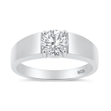 Sterling Silver Rhodium Plated Round 6.5mm Lab Created Diamond Tension Set Ring