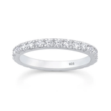 Sterling Silver Rhodium Plated Round Lab Created Diamond Eternity Band Ring