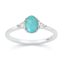 Sterling Silver Oxidized And Polished Celtic Heart Turquoise Stone Ring