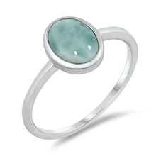 Load image into Gallery viewer, Sterling Silver Oval Genuine Larimar Ring