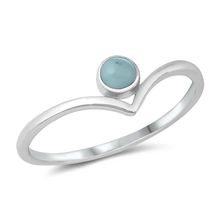 Load image into Gallery viewer, Sterling Silver Genuine Larimar Round Ring