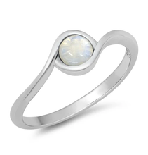 Load image into Gallery viewer, Sterling Silver Genuine Moonstone Round Stone Ring