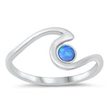 Sterling Silver Blue Lab Opal Wave Ring