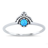 Sterling Silver Oxidized Bali Blue Lab Opal Ring