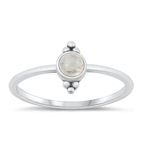 Sterling Silver Round Moonstone Ring
