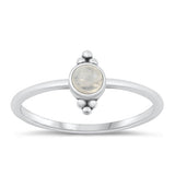 Sterling Silver Round Moonstone Ring