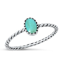 Load image into Gallery viewer, Sterling Silver Oxidized And Polished Oval Turquoise Ring