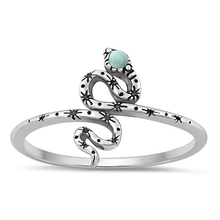 Load image into Gallery viewer, Sterling Silver Oxidized Snake Genuine Larimar Stone Ring
