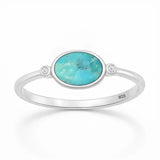Sterling Silver Rhodium Plated Turquoise Stone Ring