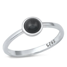 Load image into Gallery viewer, Sterling Silver Round Black Agate Stone Ring