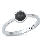 Sterling Silver Round Black Agate Stone Ring