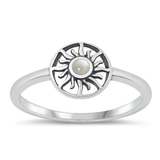 Sterling Silver Oxidized Sun Moonstone Stone Ring