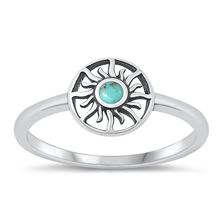 Load image into Gallery viewer, Sterling Silver Oxidized Genuine Turquoise Sun Stone Ring