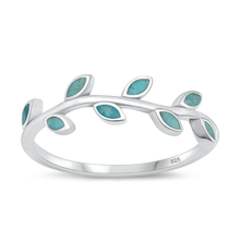 Load image into Gallery viewer, Sterling Silver Rhodium Plated Genuine Turquoise Vines Stone Ring