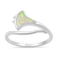 Load image into Gallery viewer, Sterling Silver Oxidized And Polished Manta Ray White Lab Opal Ring