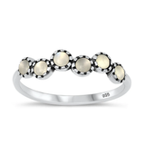 Sterling Silver Oxidized 3.6mm Moonstone Stone Ring