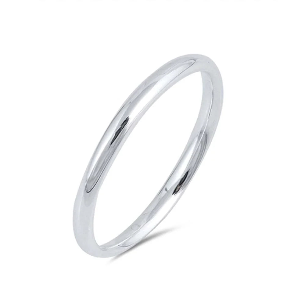 Sterling Silver Wedding Band Plain Rings, Width 2mm, Size 6