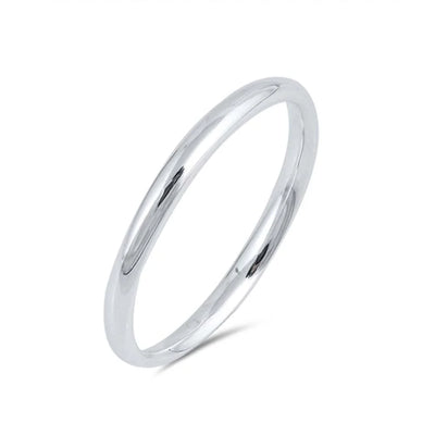 Sterling Silver Wedding Band Plain Rings, Width 2mm, Size 6