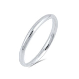 Sterling Silver Wedding Band Plain Rings, Width 2mm, Size 6