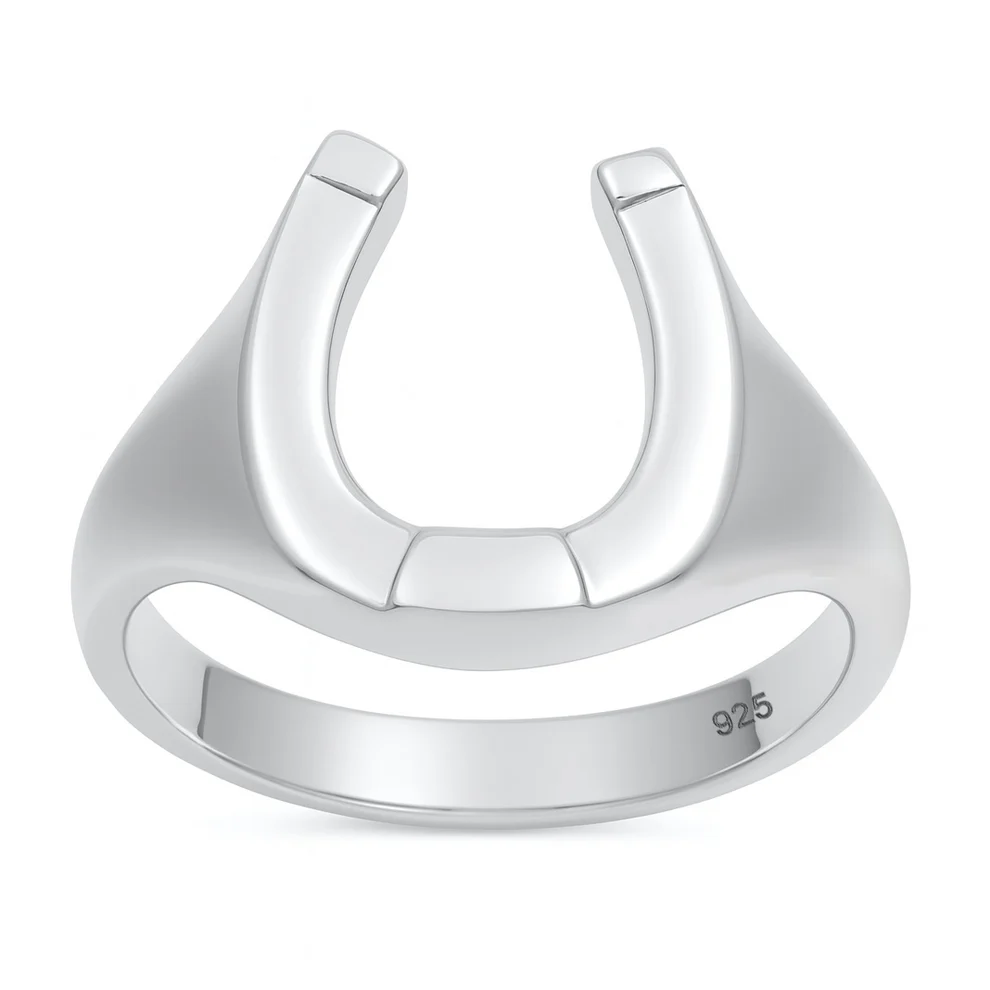 Sterling Silver Oxidized And High Polish Horse Shoe Ring