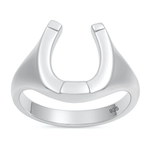 Load image into Gallery viewer, Sterling Silver Oxidized And High Polish Horse Shoe Ring