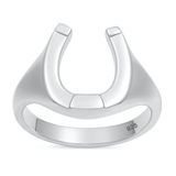 Sterling Silver Oxidized And High Polish Horse Shoe Ring