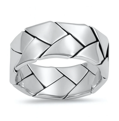 Sterling Silver Oxidized And Polished Plain Ring
