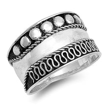 Load image into Gallery viewer, Sterling Silver Round And Wave Bali Design Ring