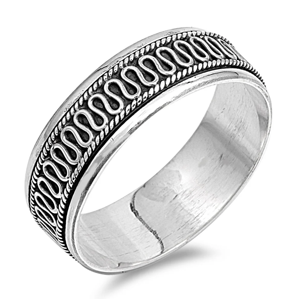 Sterling Silver Oxidized And Polished Spinner Ring