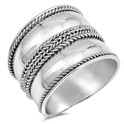 Sterling Silver Oxidized Bali Design Ring
