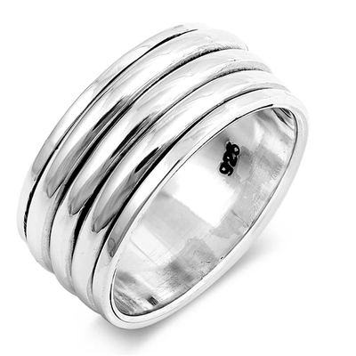 Sterling Silver Oxidized Spinner Ring