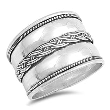 Load image into Gallery viewer, Sterling Silver Oxidized 16mm Bali Design Ring