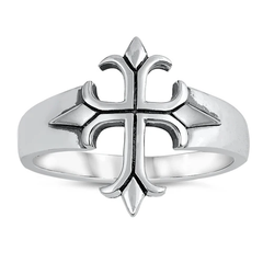 Sterling Silver Oxidized Medieval Cross Ring