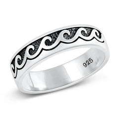 Sterling Silver Oxidized Wave Band Ring