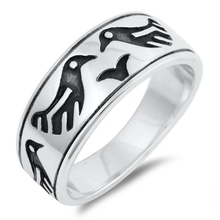 Load image into Gallery viewer, Sterling Silver Oxidized Birds Ring