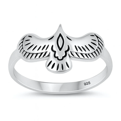 Sterling Silver Oxidized And Polished Eagle Ring