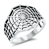 Sterling Silver Oxidized Spider Web Ring