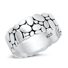 Load image into Gallery viewer, Sterling Silver Oxidized And Polished Prbble Band Ring